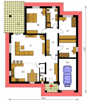 Floor plan of ground floor - BUNGALOW 132
